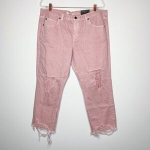 Mossimo Jeans Women 16 Blush Pink Distressed Boyfriend Crop NWT Mid Rise
